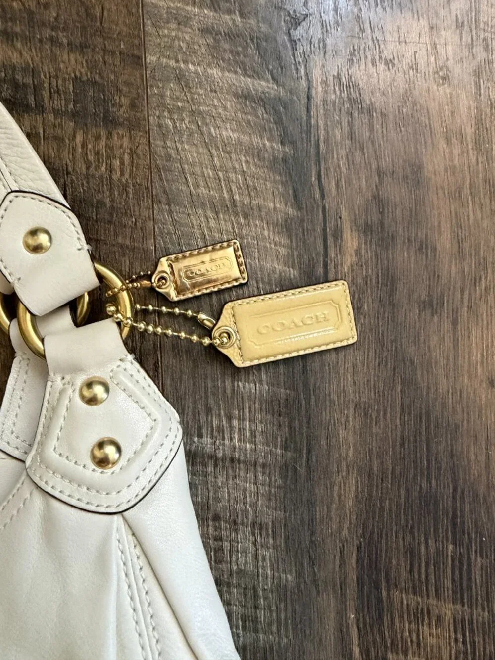 VTG Coach 14336 Madison Maggie Hobo Shoulder bag Gold Tag Ivory Leather Y2K